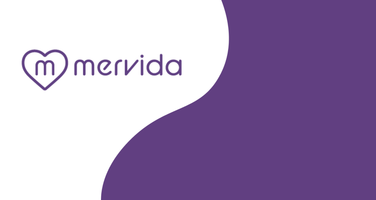 Bild visar mervidas logotyp och en lila vågrörelse mot en vit bakgrund.